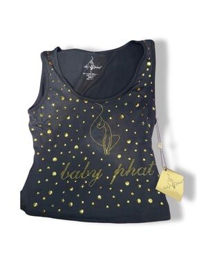 Baby Phat Black Tank with Gold Studded Logo